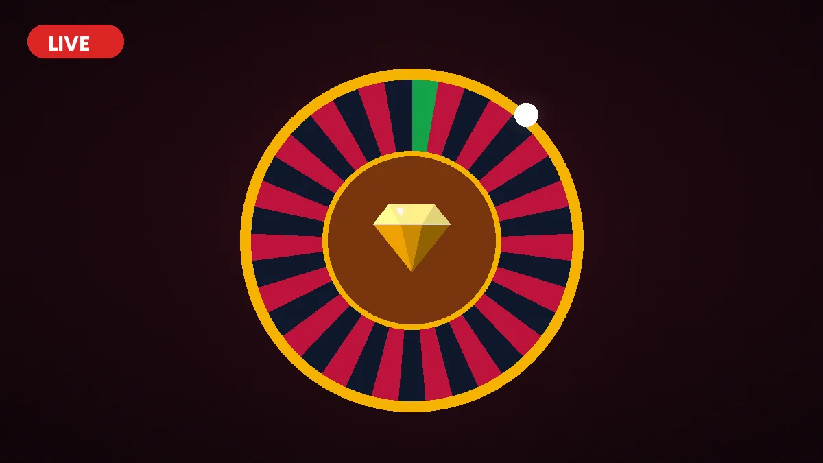 Roue de roulette en direct
